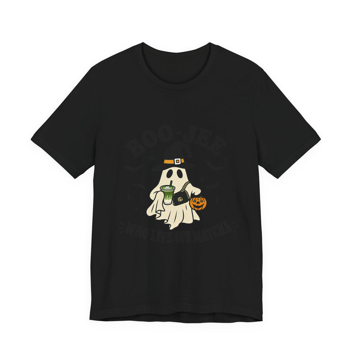 Boo-Jeē Matcha Ghost Tee — "Who Live Off Matcha" Halloween Shirt