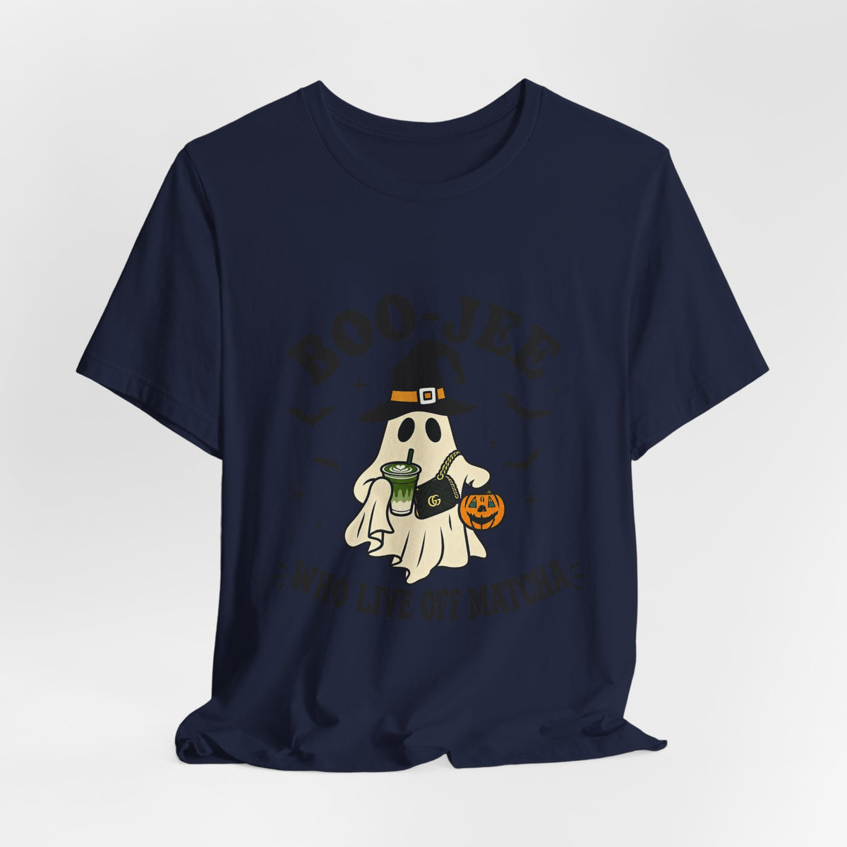 Boo-Jeē Matcha Ghost Tee — "Who Live Off Matcha" Halloween Shirt