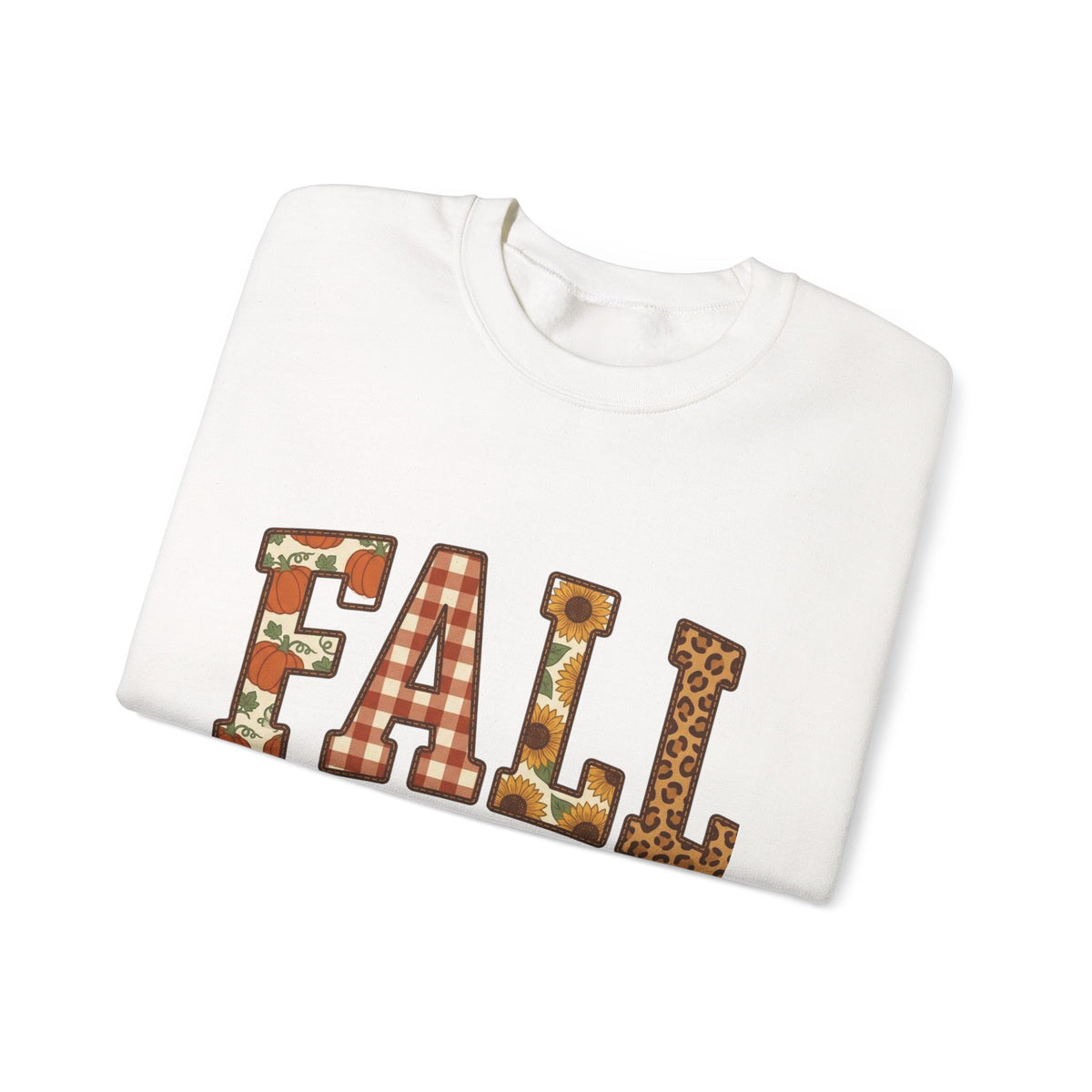 Fall Fest Sweatshirt — Autumn Plaid & Leaf Graphic Crewneck
