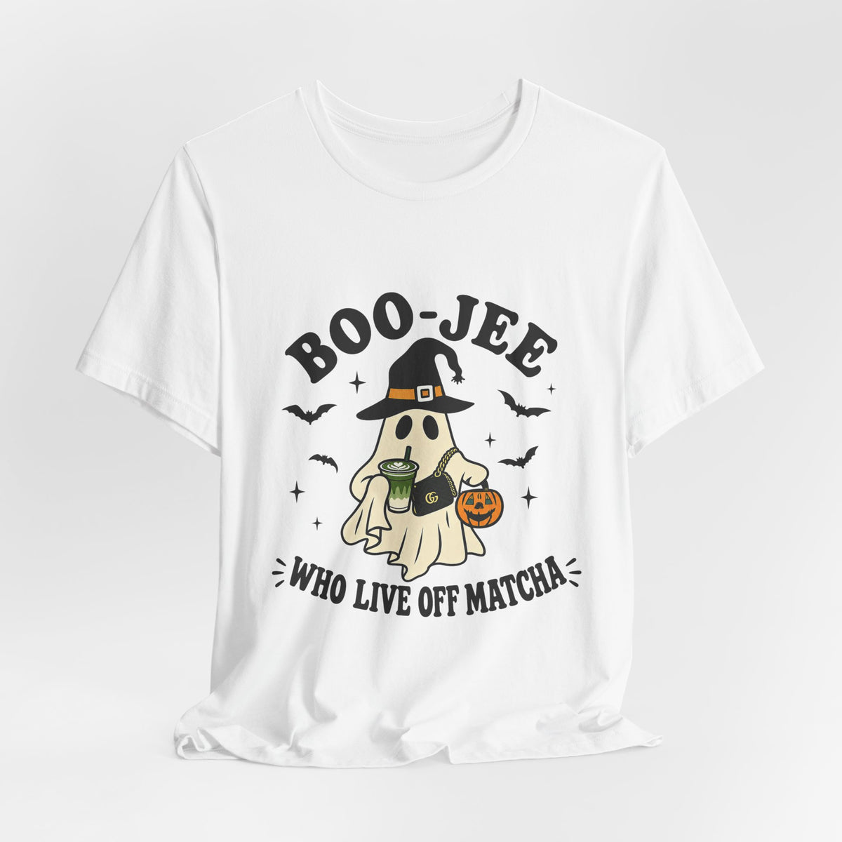 Boo-Jeē Matcha Ghost Tee — "Who Live Off Matcha" Halloween Shirt
