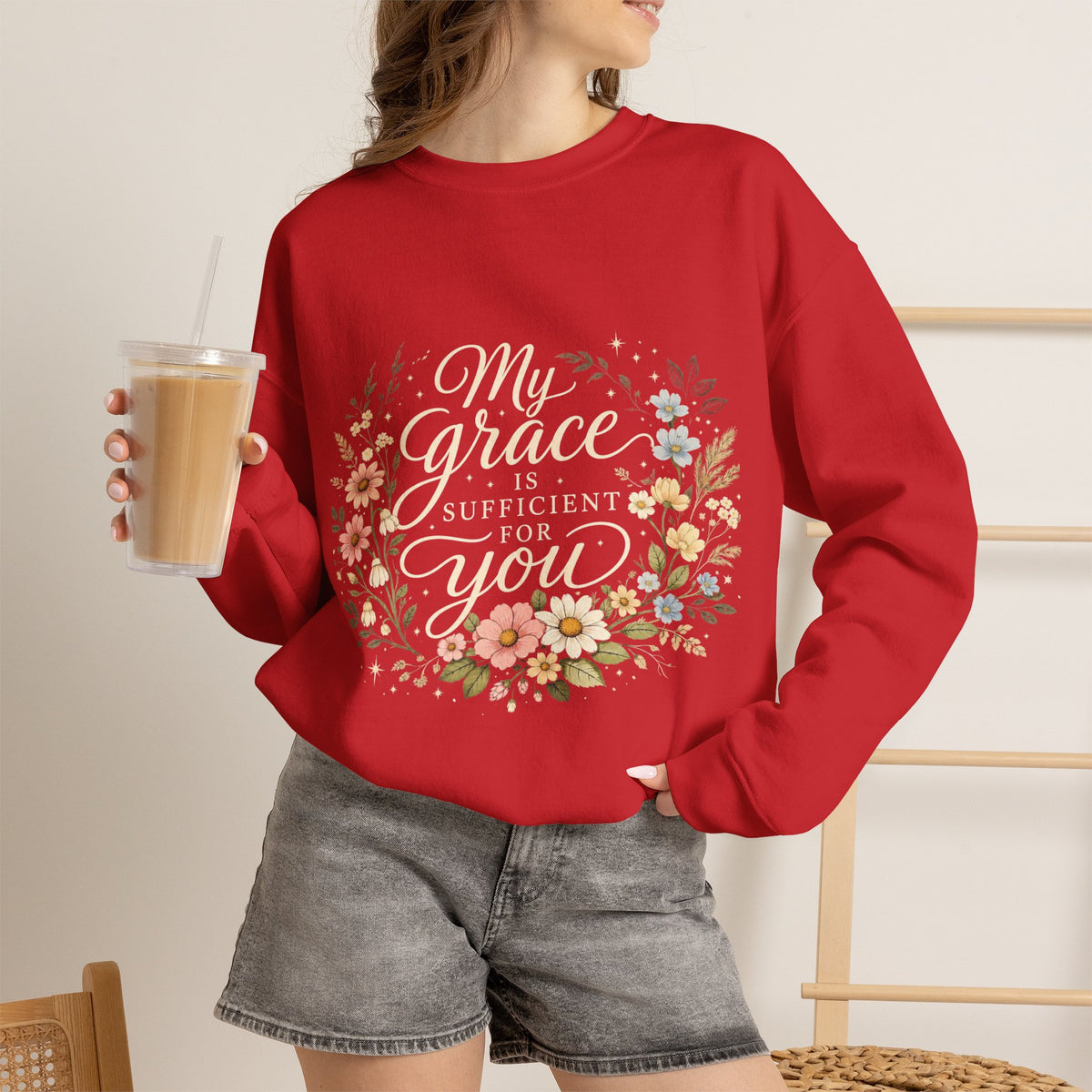 My Grace Is Sufficient For You Floral Crewneck Sweatshirt