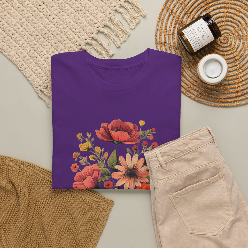 Floral Bouquet Tee — Vintage Orange & Peach Flowers with 'Grace' Script
