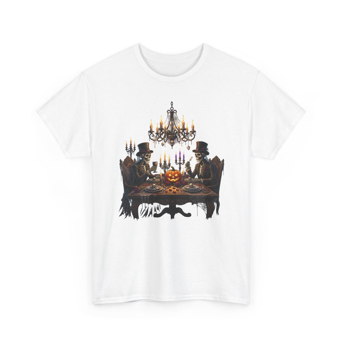 Halloween Gothic Dinner T‑Shirt — Spooky Candlelit Pumpkin Feast Tee