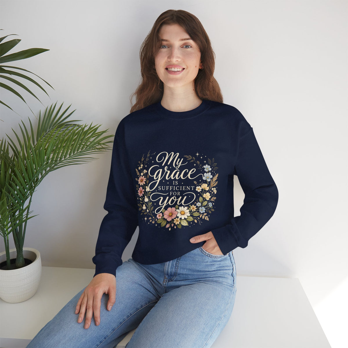 My Grace Is Sufficient For You Floral Crewneck Sweatshirt