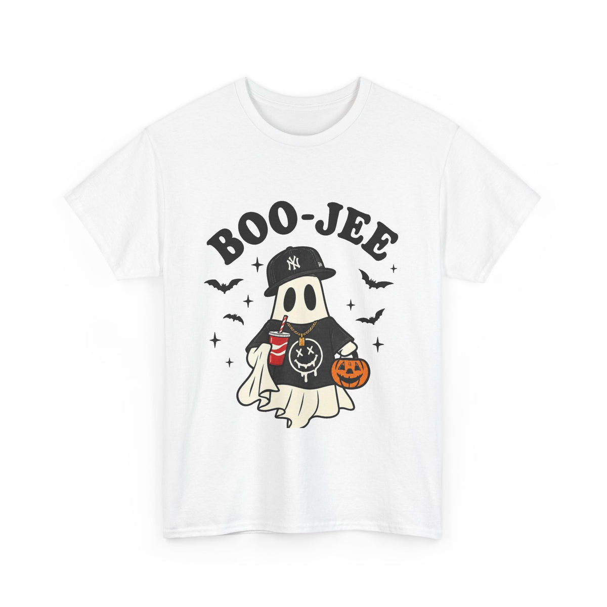 Ghost Trick Halloween Tee — “Boo- Jee” Cute Ghost Candy Bucket T‑Shirt
