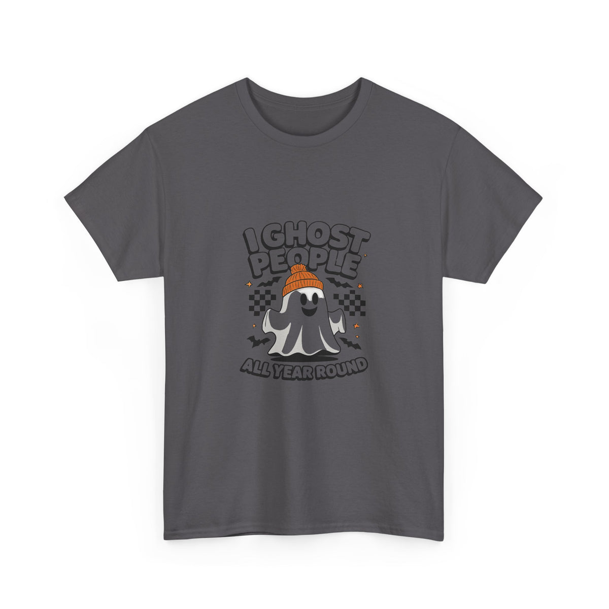 I Ghost People All Year Round T-Shirt — Cute Ghost Graphic Tee for Halloween & Everyday