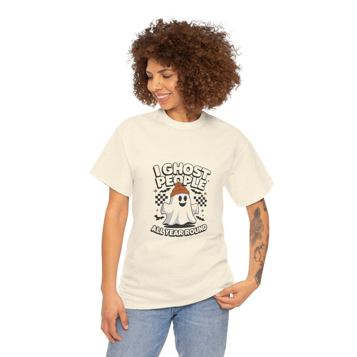 I Ghost People All Year Round T-Shirt — Cute Ghost Graphic Tee for Halloween & Everyday