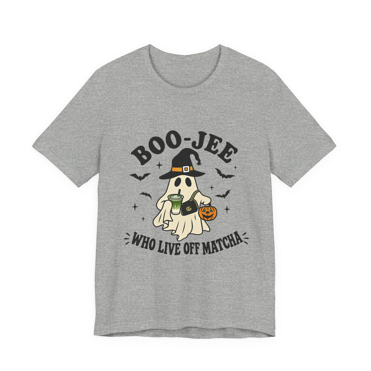 Boo-Jeē Matcha Ghost Tee — "Who Live Off Matcha" Halloween Shirt