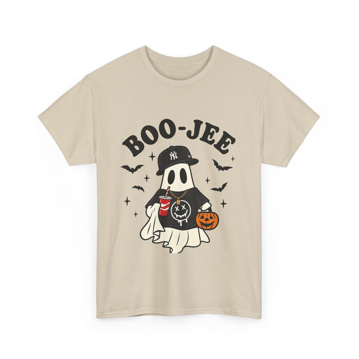 Ghost Trick Halloween Tee — “Boo- Jee” Cute Ghost Candy Bucket T‑Shirt