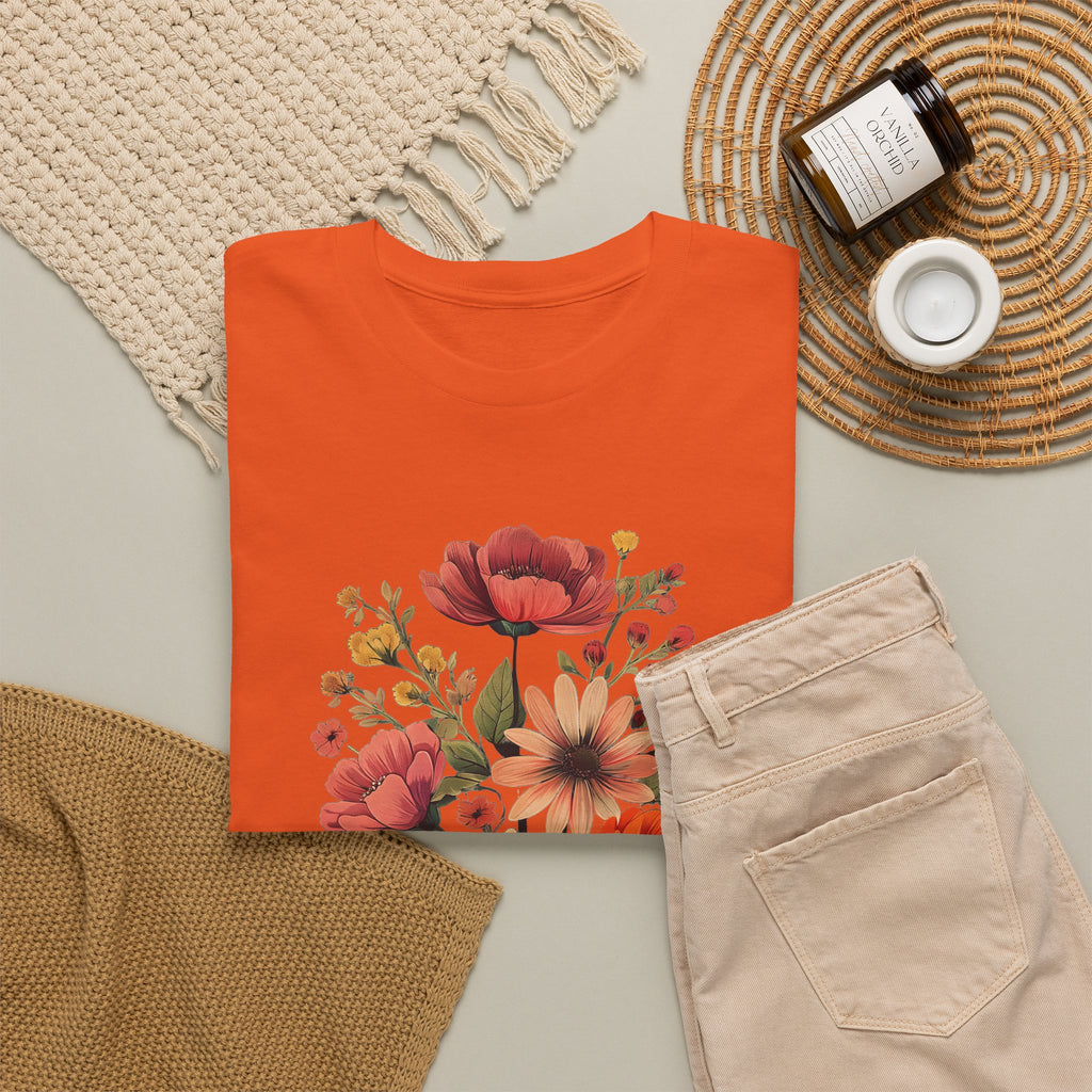 Floral Bouquet Tee — Vintage Orange & Peach Flowers with 'Grace' Script