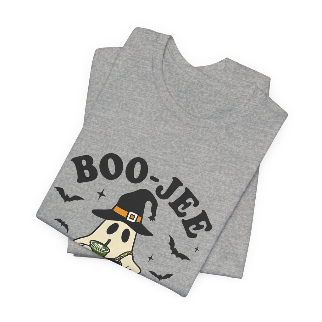 Boo-Jeē Matcha Ghost Tee — "Who Live Off Matcha" Halloween Shirt