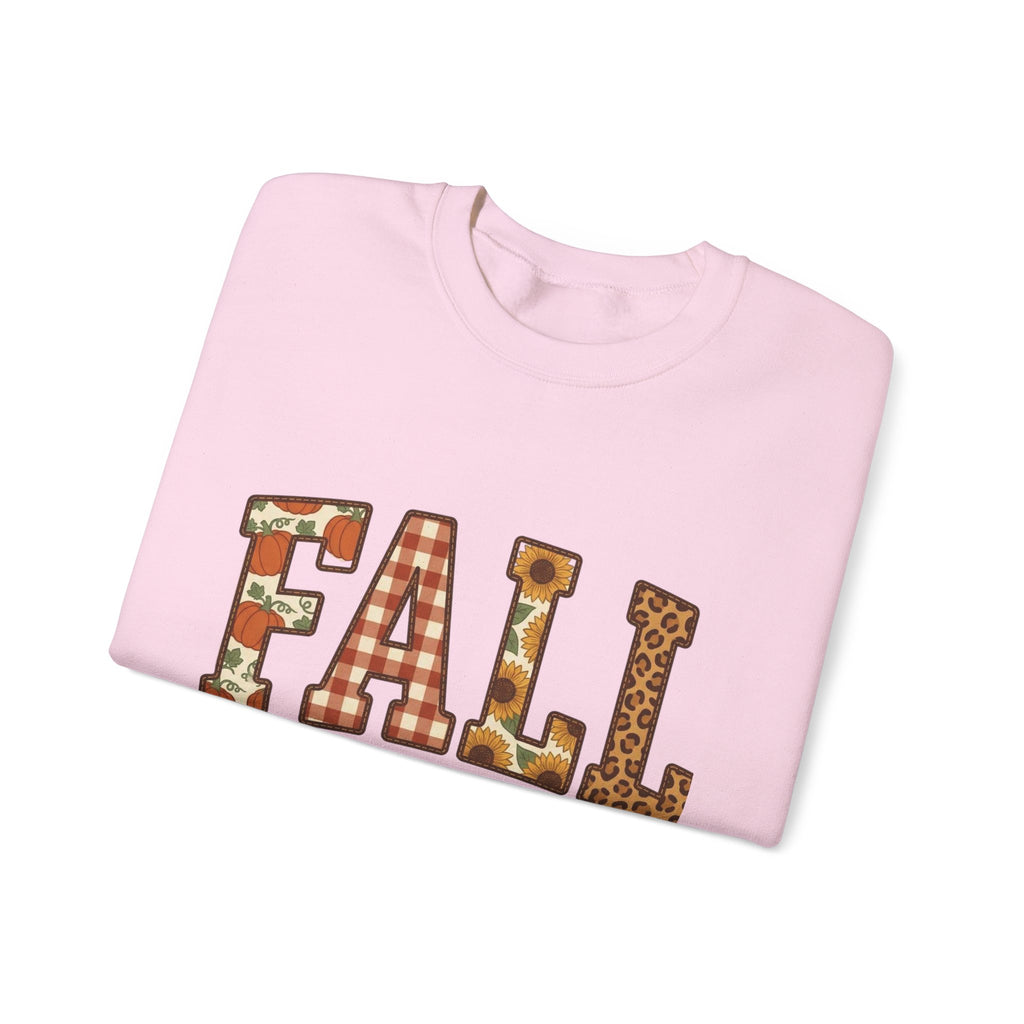 Fall Fest Sweatshirt — Autumn Plaid & Leaf Graphic Crewneck