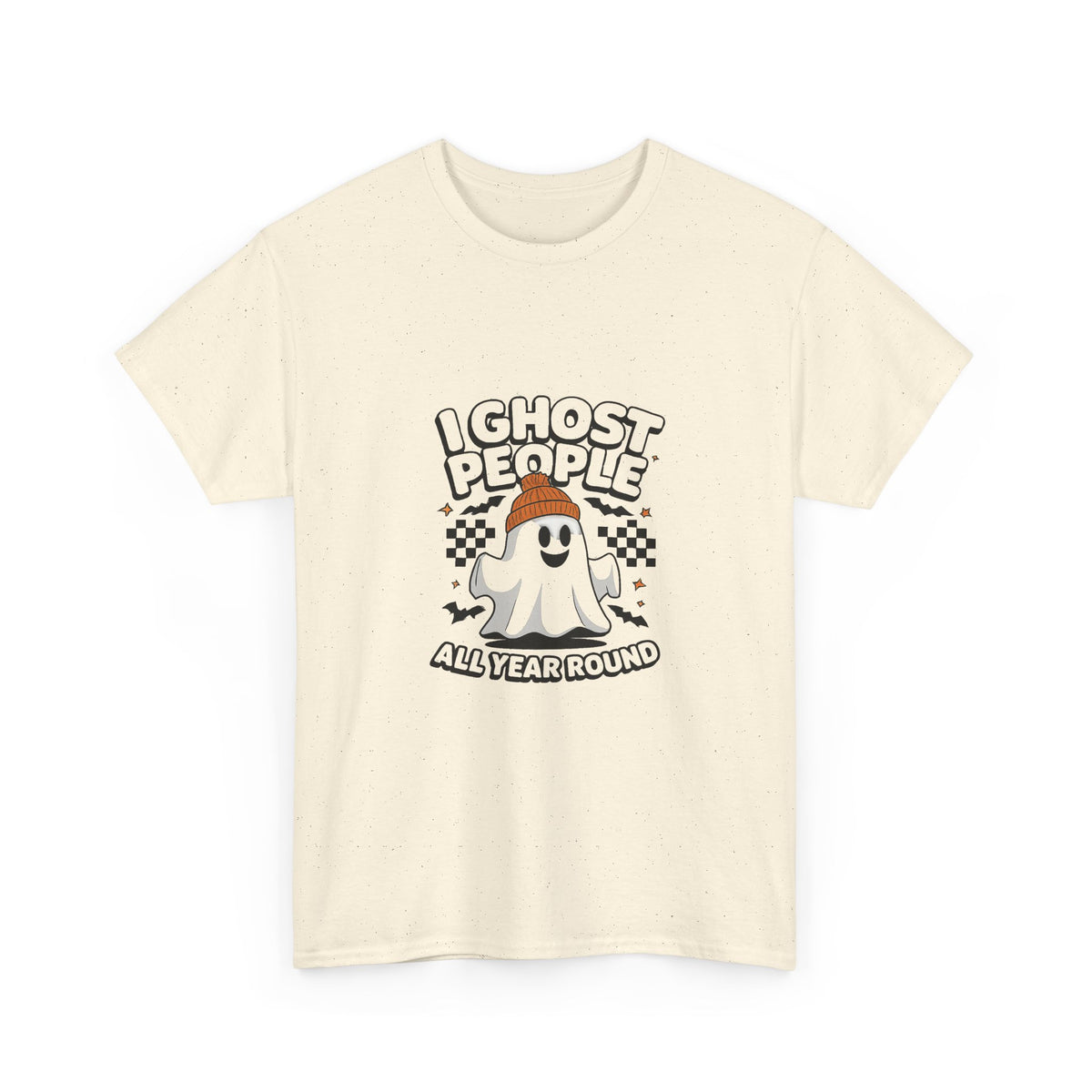 I Ghost People All Year Round T-Shirt — Cute Ghost Graphic Tee for Halloween & Everyday