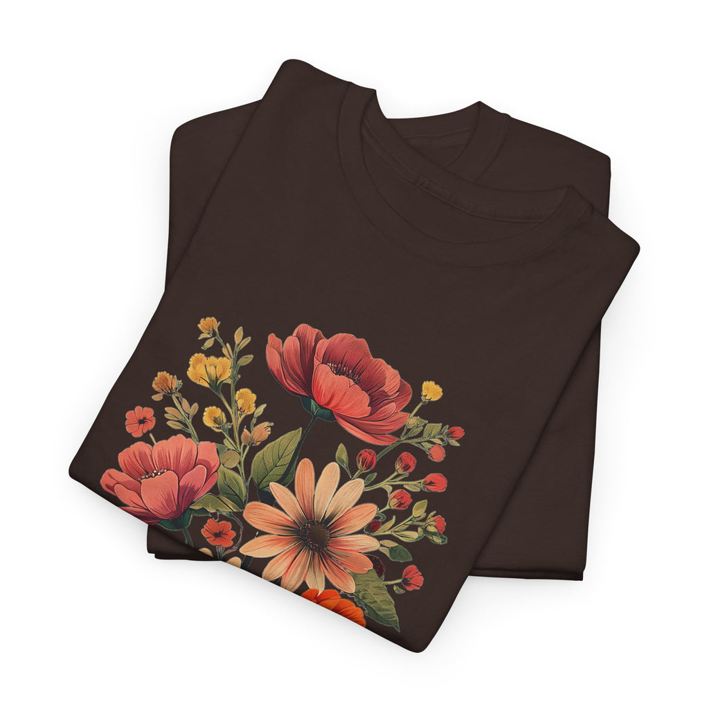 Floral Bouquet Tee — Vintage Orange & Peach Flowers with 'Grace' Script