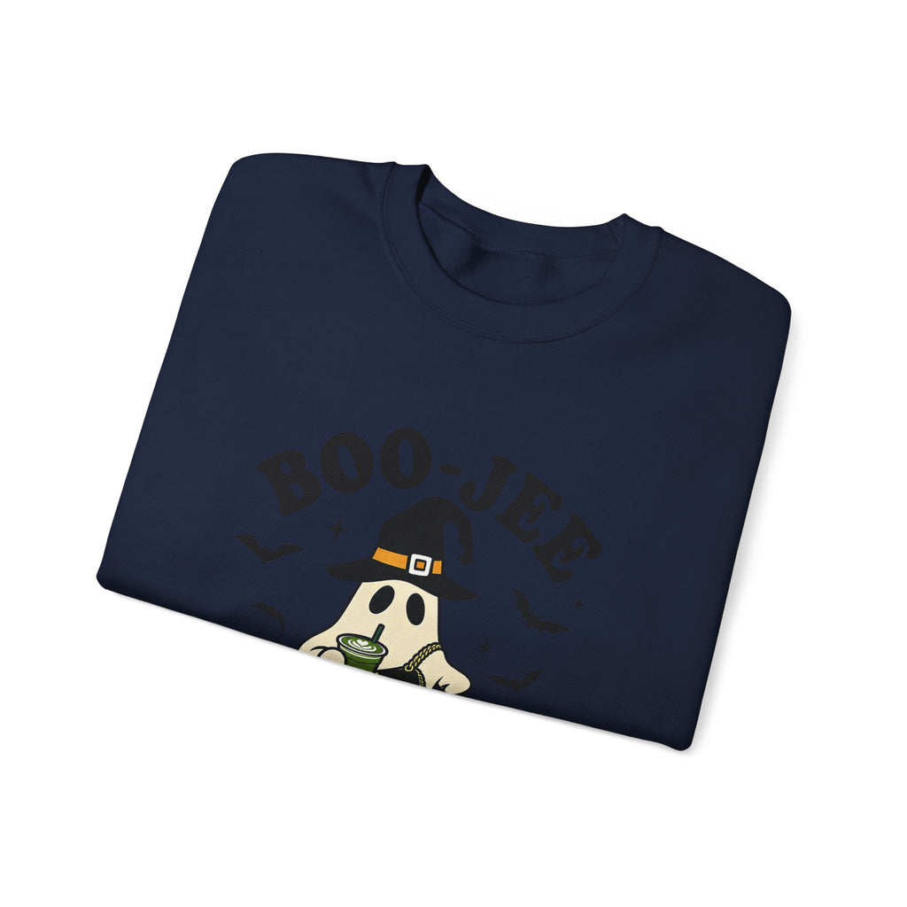 Sweatshirt — "Boo-Jeer" Matcha Ghost Halloween Crewneck