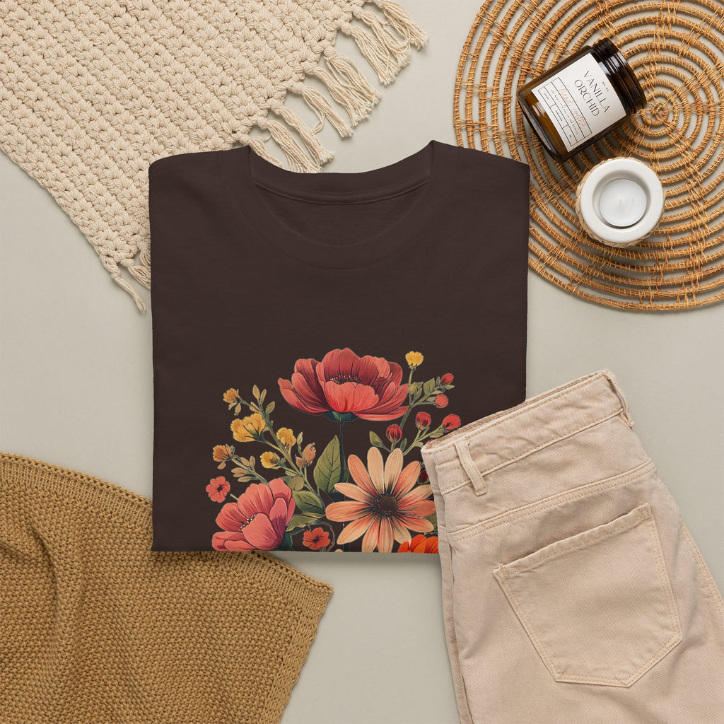 Floral Bouquet Tee — Vintage Orange & Peach Flowers with 'Grace' Script