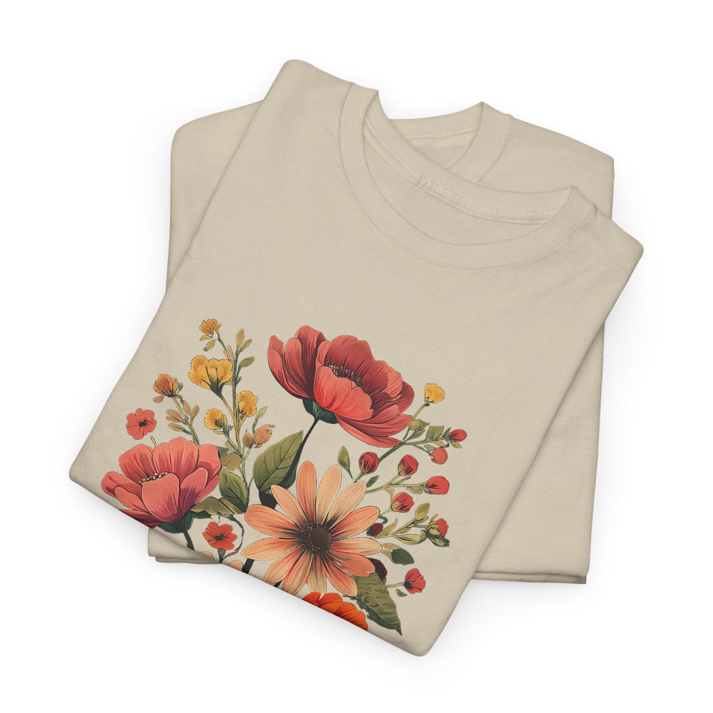 Floral Bouquet Tee — Vintage Orange & Peach Flowers with 'Grace' Script