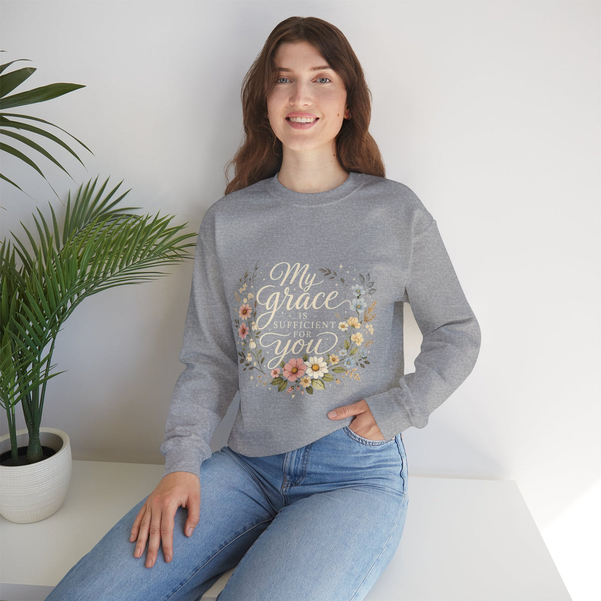 My Grace Is Sufficient For You Floral Crewneck Sweatshirt