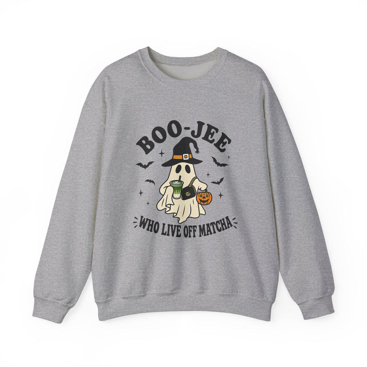 Sweatshirt — "Boo-Jeer" Matcha Ghost Halloween Crewneck