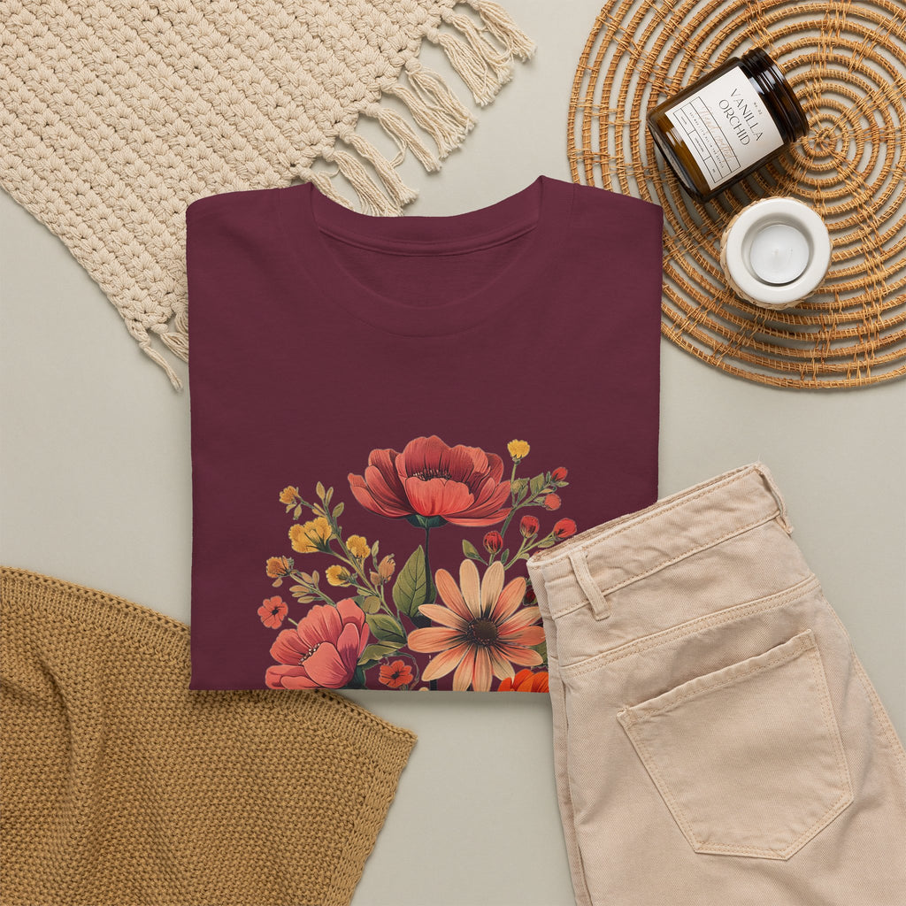 Floral Bouquet Tee — Vintage Orange & Peach Flowers with 'Grace' Script