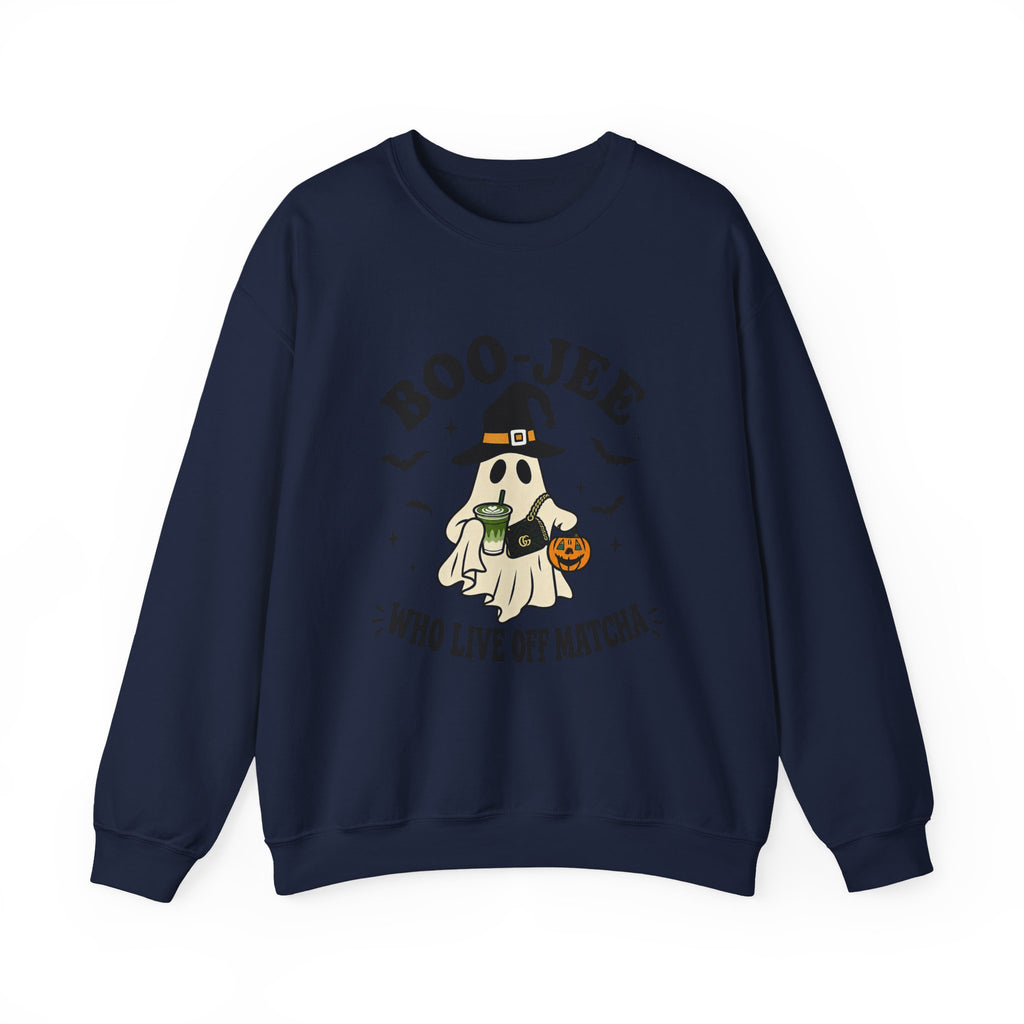 Sweatshirt — "Boo-Jeer" Matcha Ghost Halloween Crewneck