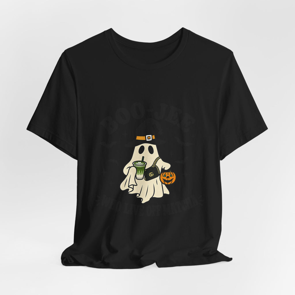 Boo-Jeē Matcha Ghost Tee — "Who Live Off Matcha" Halloween Shirt