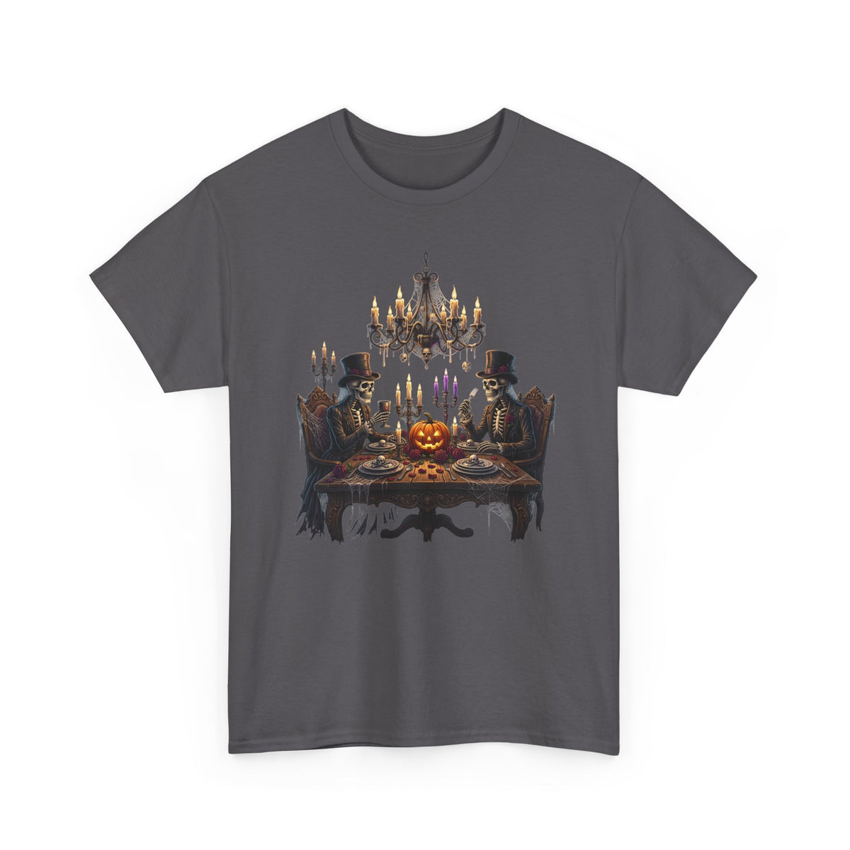 Halloween Gothic Dinner T‑Shirt — Spooky Candlelit Pumpkin Feast Tee