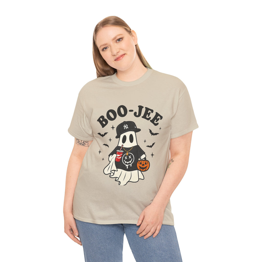 Ghost Trick Halloween Tee — “Boo- Jee” Cute Ghost Candy Bucket T‑Shirt