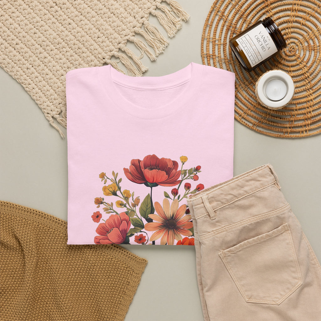 Floral Bouquet Tee — Vintage Orange & Peach Flowers with 'Grace' Script