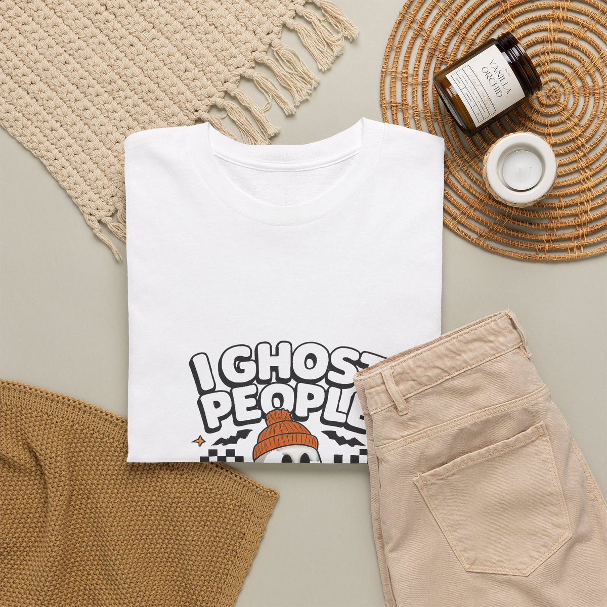 I Ghost People All Year Round T-Shirt — Cute Ghost Graphic Tee for Halloween & Everyday