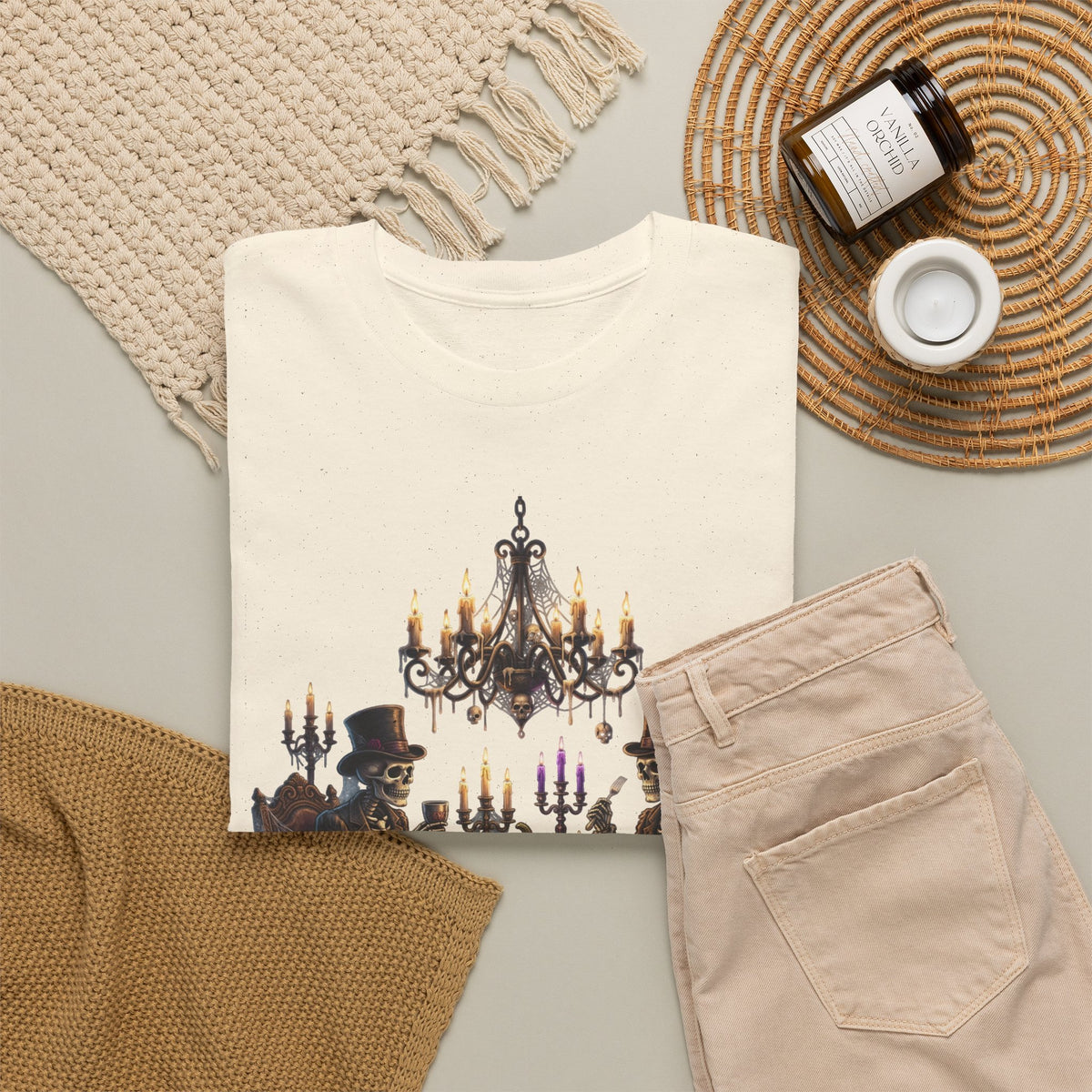 Halloween Gothic Dinner T‑Shirt — Spooky Candlelit Pumpkin Feast Tee