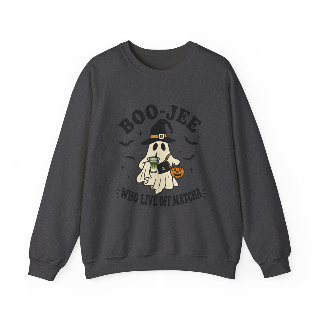 Matcha Ghost Sweatshirt — “Boo-Jee Who Live Off Matcha” Halloween Pullover