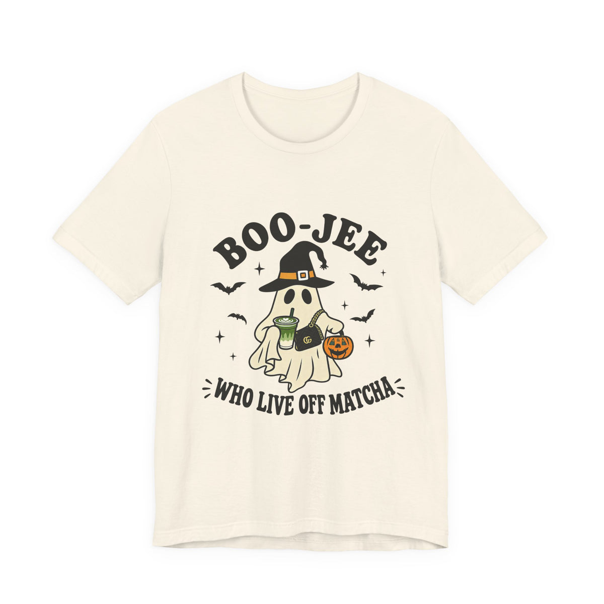Boo-Jeē Matcha Ghost Tee — "Who Live Off Matcha" Halloween Shirt