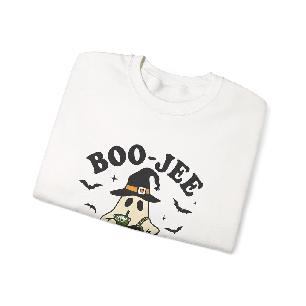 Sweatshirt — "Boo-Jeer" Matcha Ghost Halloween Crewneck