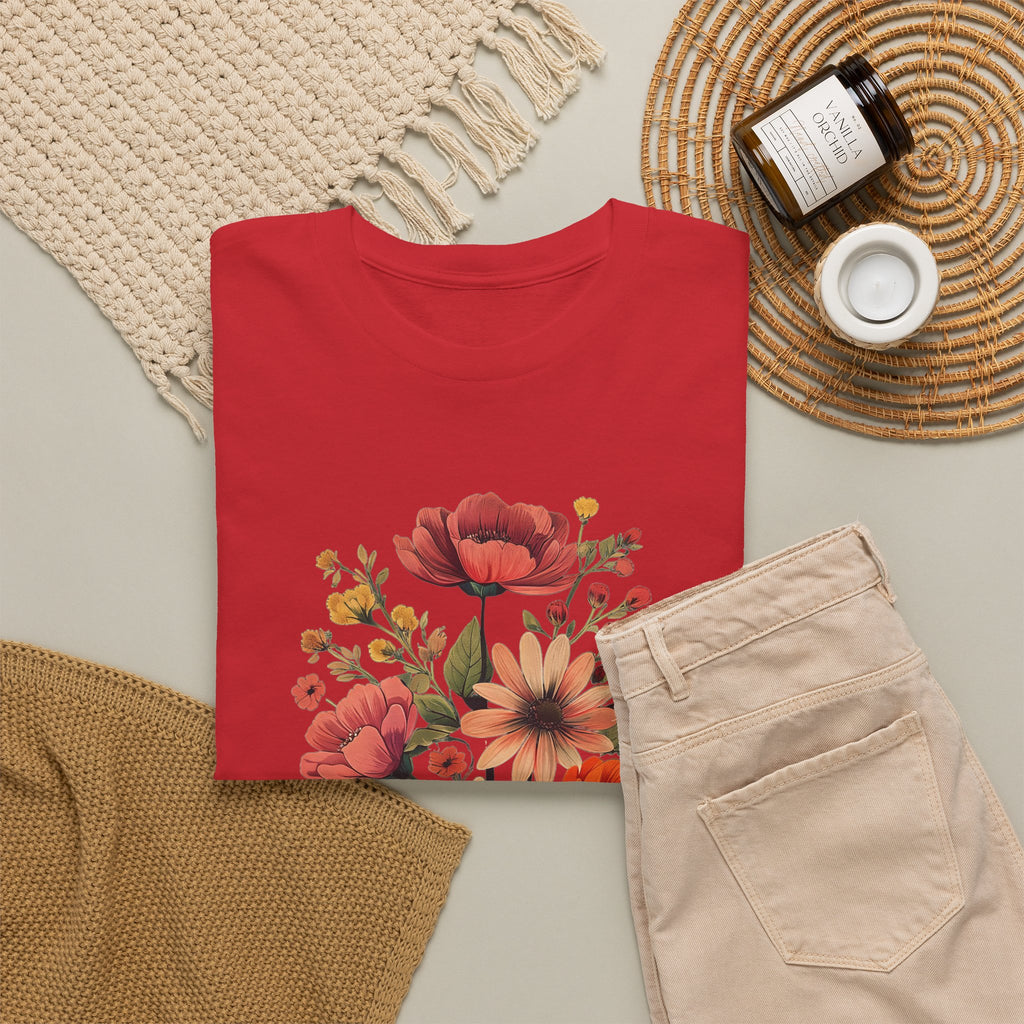 Floral Bouquet Tee — Vintage Orange & Peach Flowers with 'Grace' Script