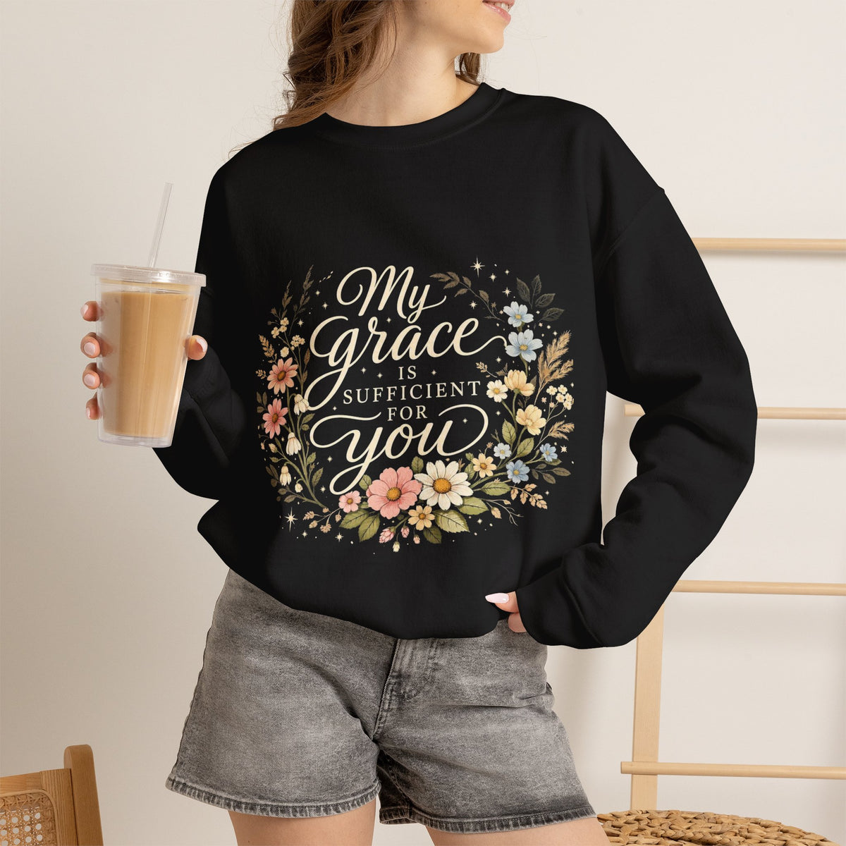 My Grace Is Sufficient For You Floral Crewneck Sweatshirt
