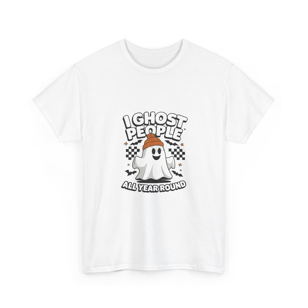 I Ghost People All Year Round T-Shirt — Cute Ghost Graphic Tee for Halloween & Everyday