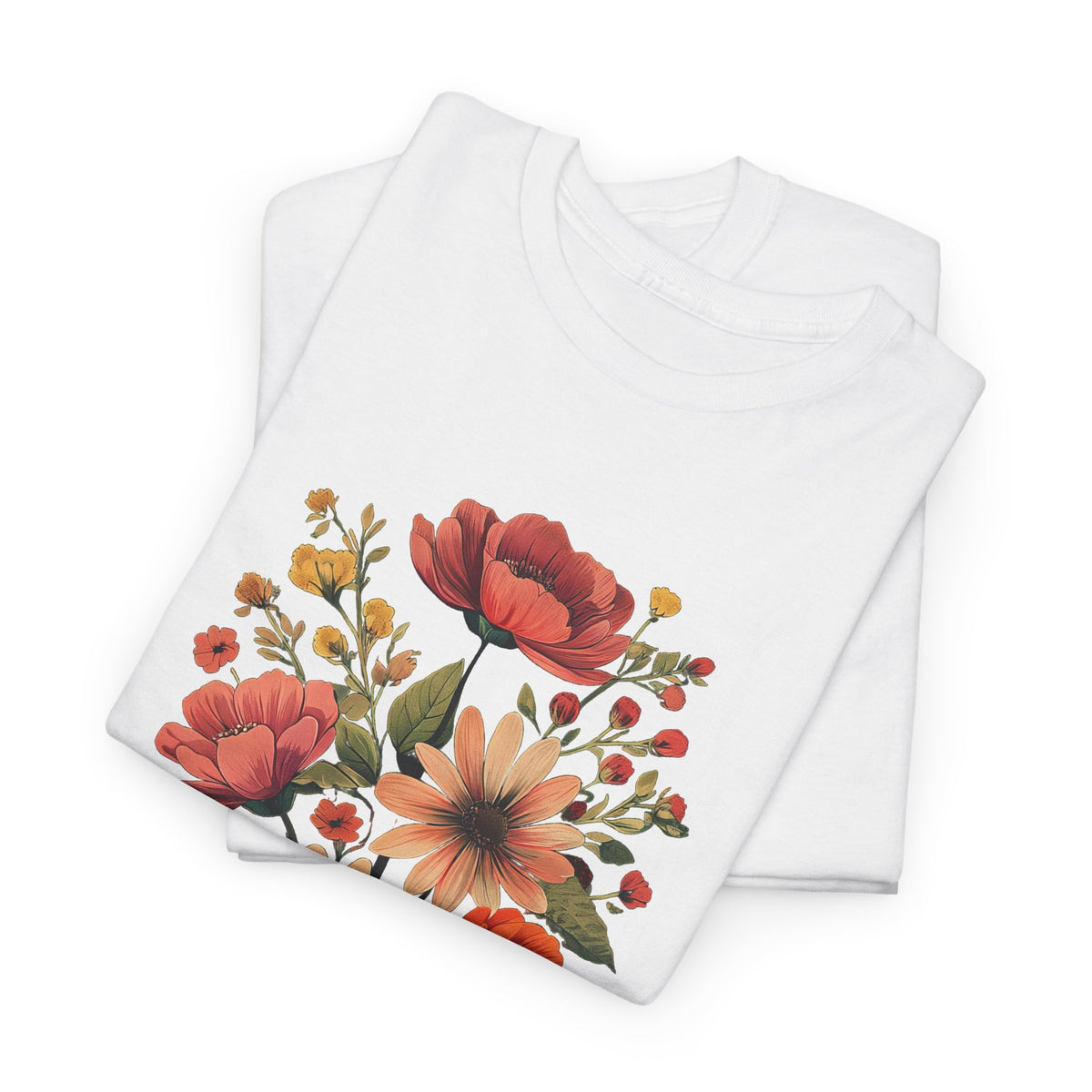 Floral Bouquet Tee — Vintage Orange & Peach Flowers with 'Grace' Script