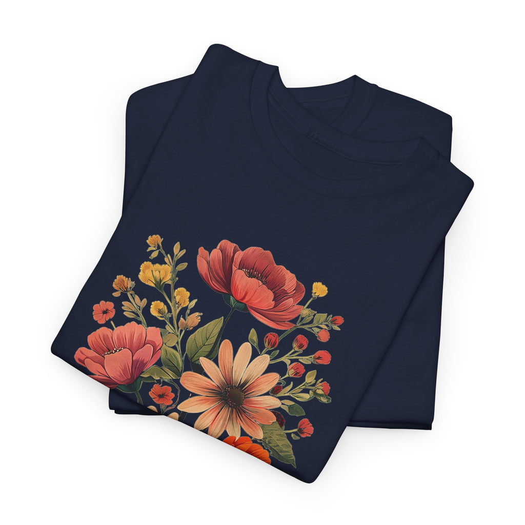 Floral Bouquet Tee — Vintage Orange & Peach Flowers with 'Grace' Script