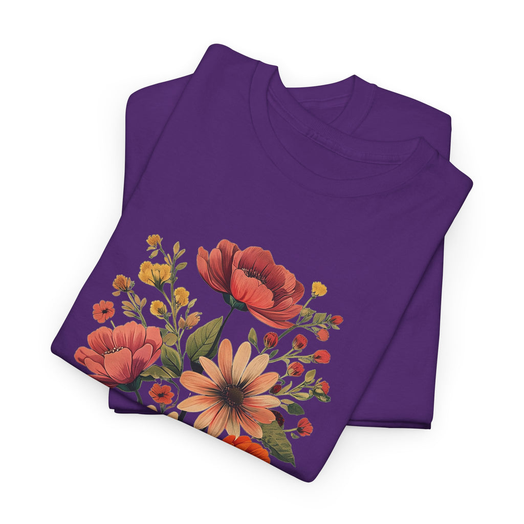 Floral Bouquet Tee — Vintage Orange & Peach Flowers with 'Grace' Script