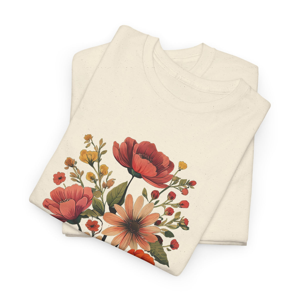 Floral Bouquet Tee — Vintage Orange & Peach Flowers with 'Grace' Script