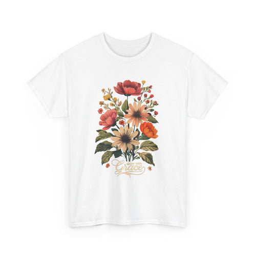 Floral Bouquet Tee — Vintage Orange & Peach Flowers with 'Grace' Script