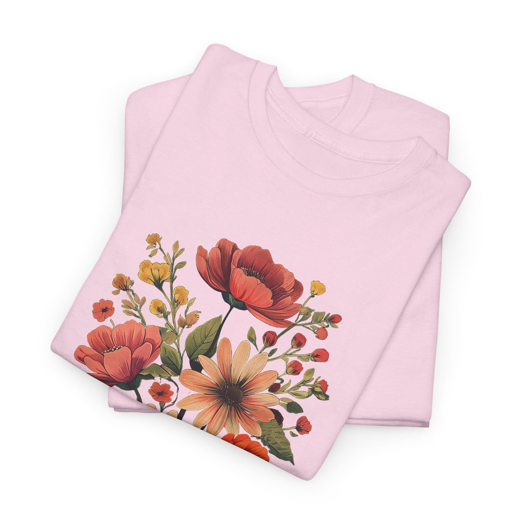 Floral Bouquet Tee — Vintage Orange & Peach Flowers with 'Grace' Script