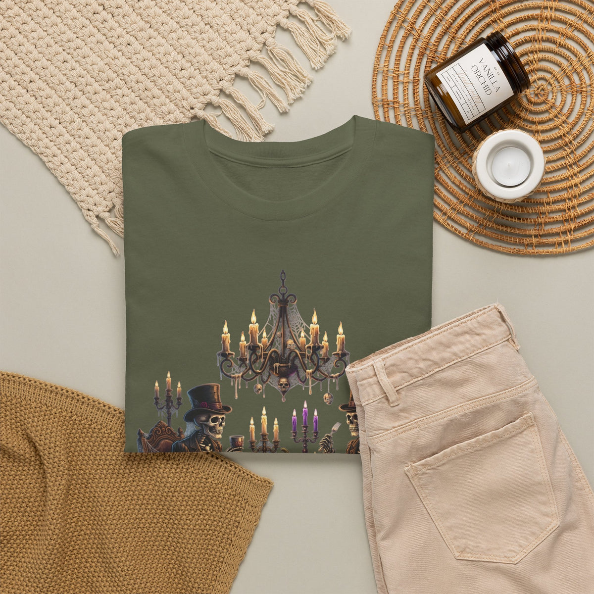 Halloween Gothic Dinner T‑Shirt — Spooky Candlelit Pumpkin Feast Tee