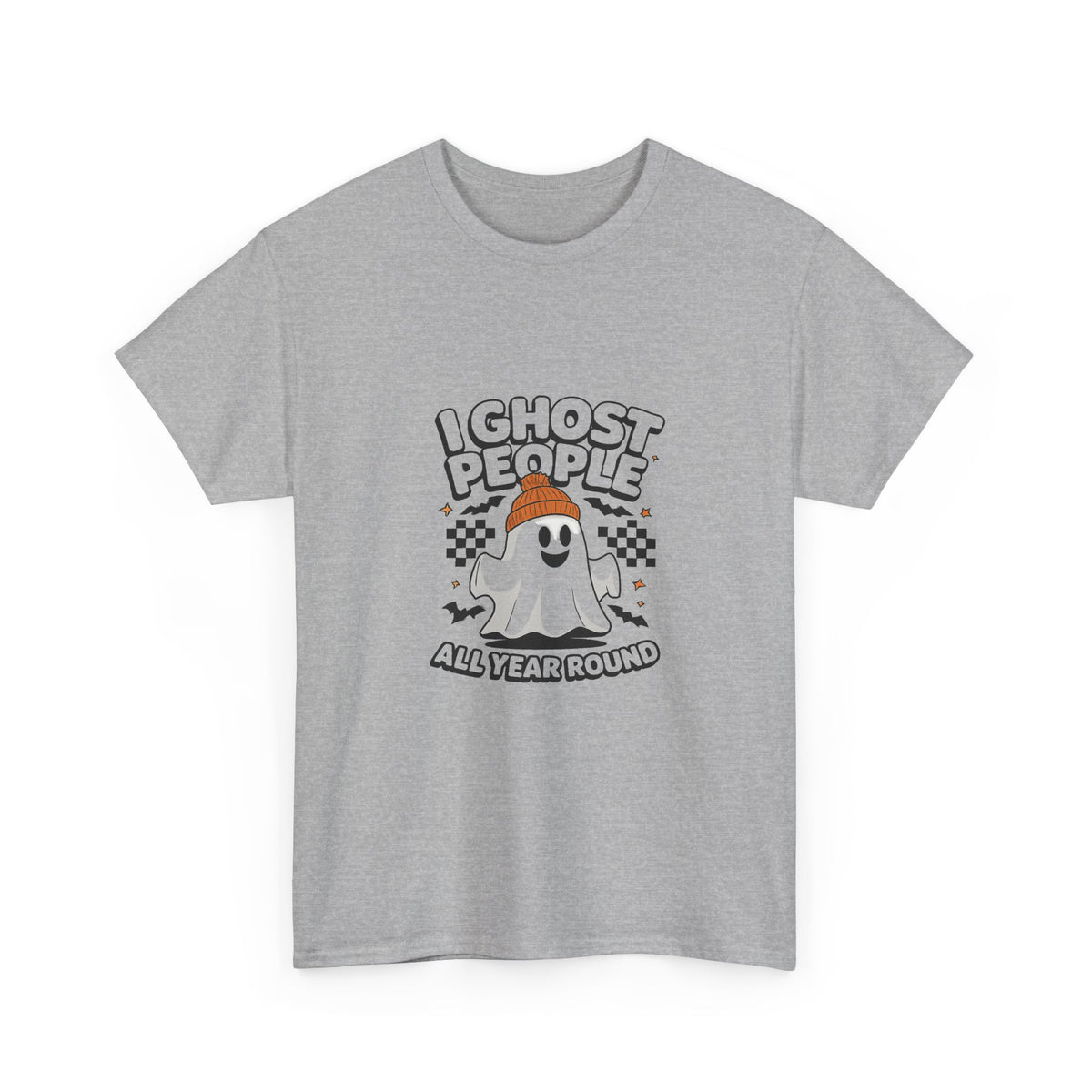I Ghost People All Year Round T-Shirt — Cute Ghost Graphic Tee for Halloween & Everyday