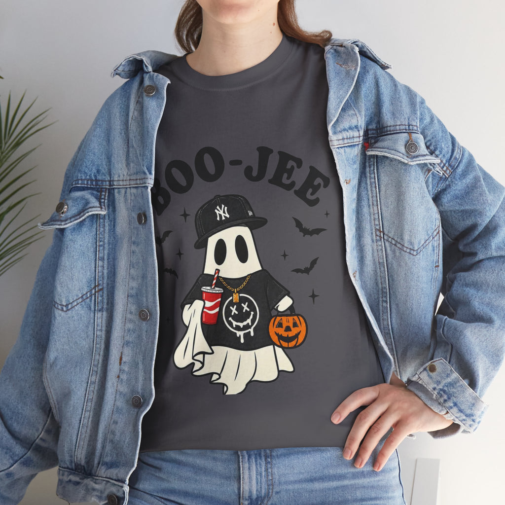 Ghost Trick Halloween Tee — “Boo- Jee” Cute Ghost Candy Bucket T‑Shirt