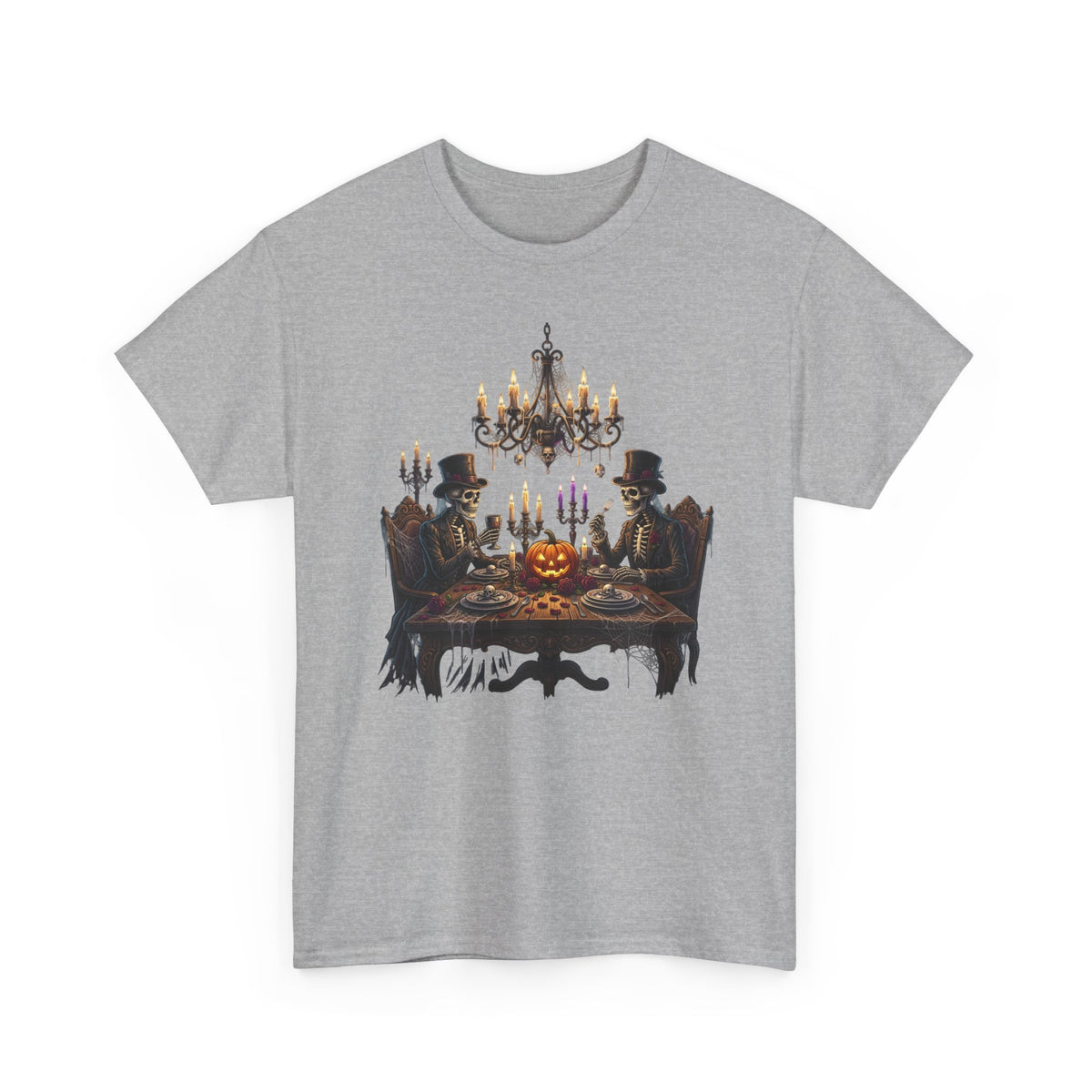 Halloween Gothic Dinner T‑Shirt — Spooky Candlelit Pumpkin Feast Tee