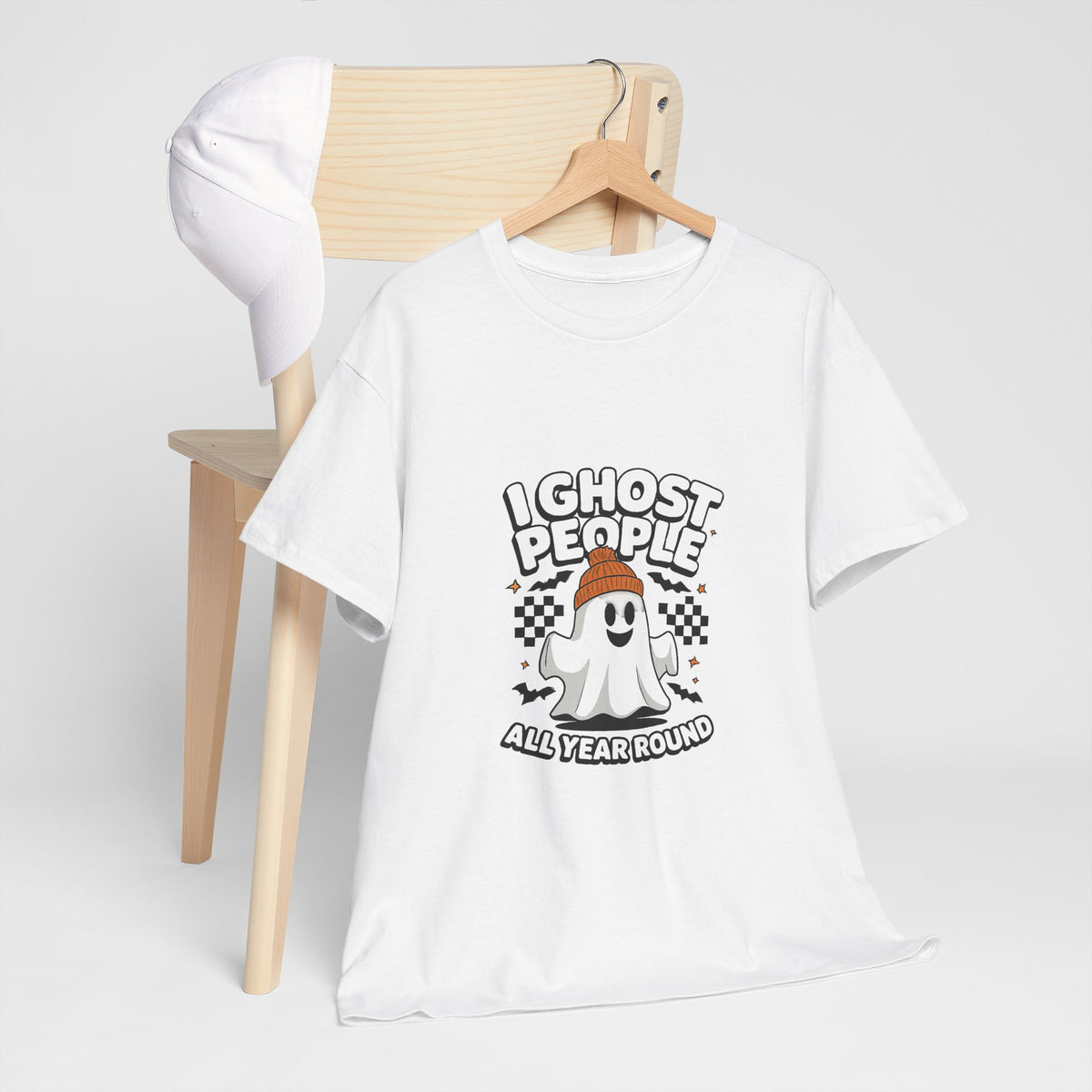 I Ghost People All Year Round T-Shirt — Cute Ghost Graphic Tee for Halloween & Everyday