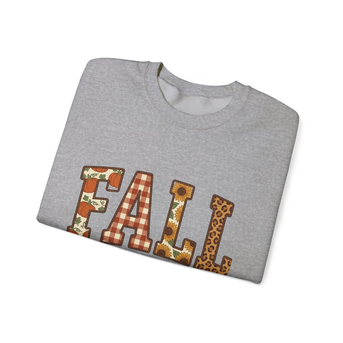 Fall Fest Sweatshirt — Autumn Plaid & Leaf Graphic Crewneck