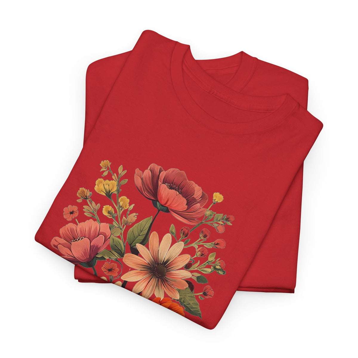 Floral Bouquet Tee — Vintage Orange & Peach Flowers with 'Grace' Script